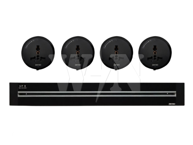 ZENSO ZLINE CONCEAL POWER TRACK 800MM + 4UNIT UNIVERSAL SOCKET (BLACK)