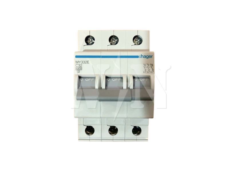HAGER MCB 3 POLE 32A 4.5KA MY332E