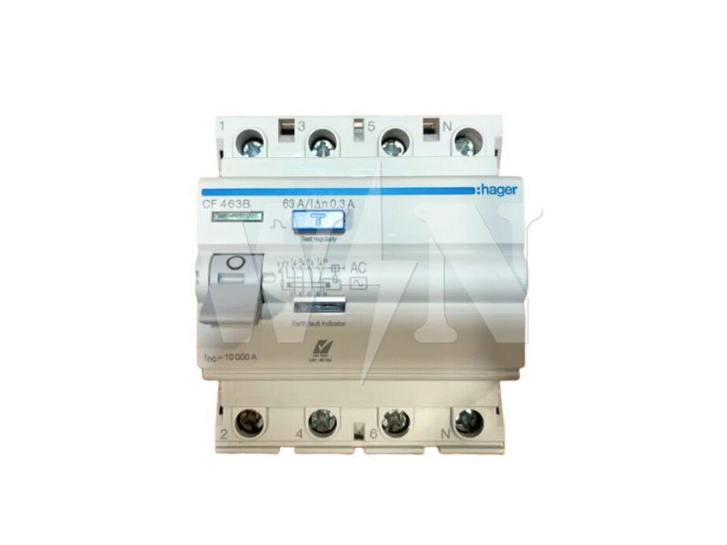 HAGER RCCB 4 POLE 63A 0.3 300mA CF463B