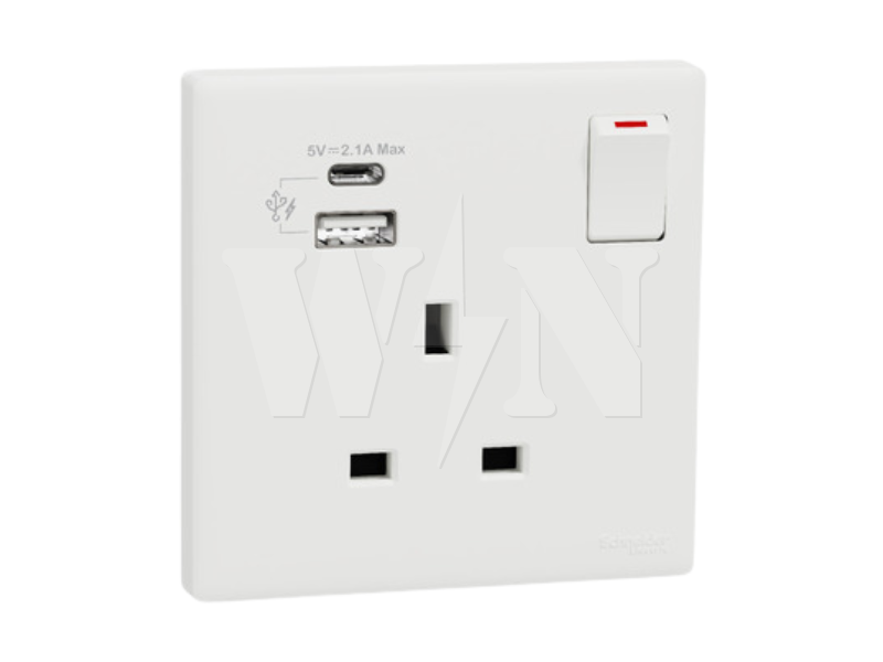 SCHNEIDER VIVACE-E 13A UNIVERSAL+USB+TYPE C 2.1A KBN15USBISWE